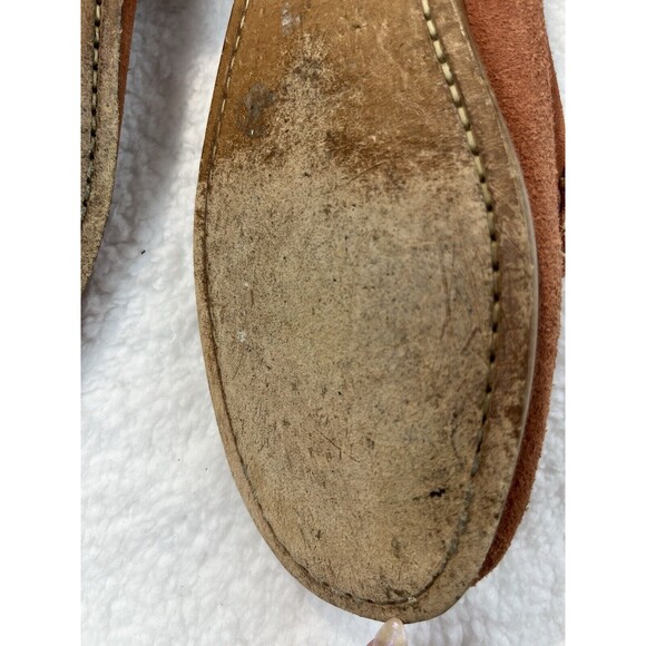 LL Bean Loafers Womens 8.5 Signature Handsewn Suede Shoes Coral Preppy Classic - Picture 15 of 15